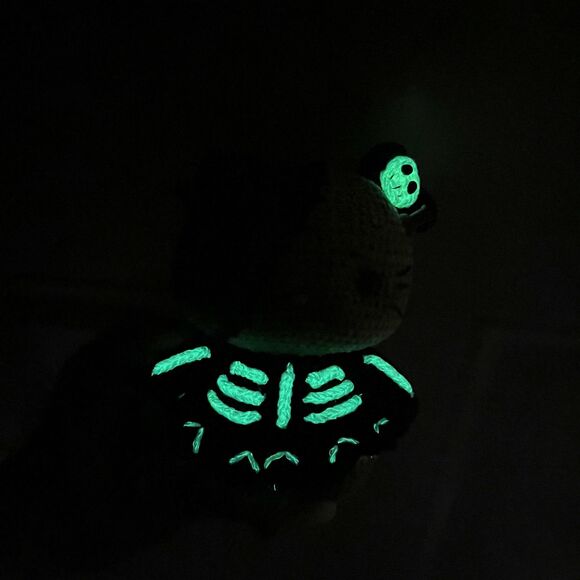 HelloKitty Crochet Doll in Zombie Costume | Glow-in-the-Dark Handmade plush - Picture 4 of 11